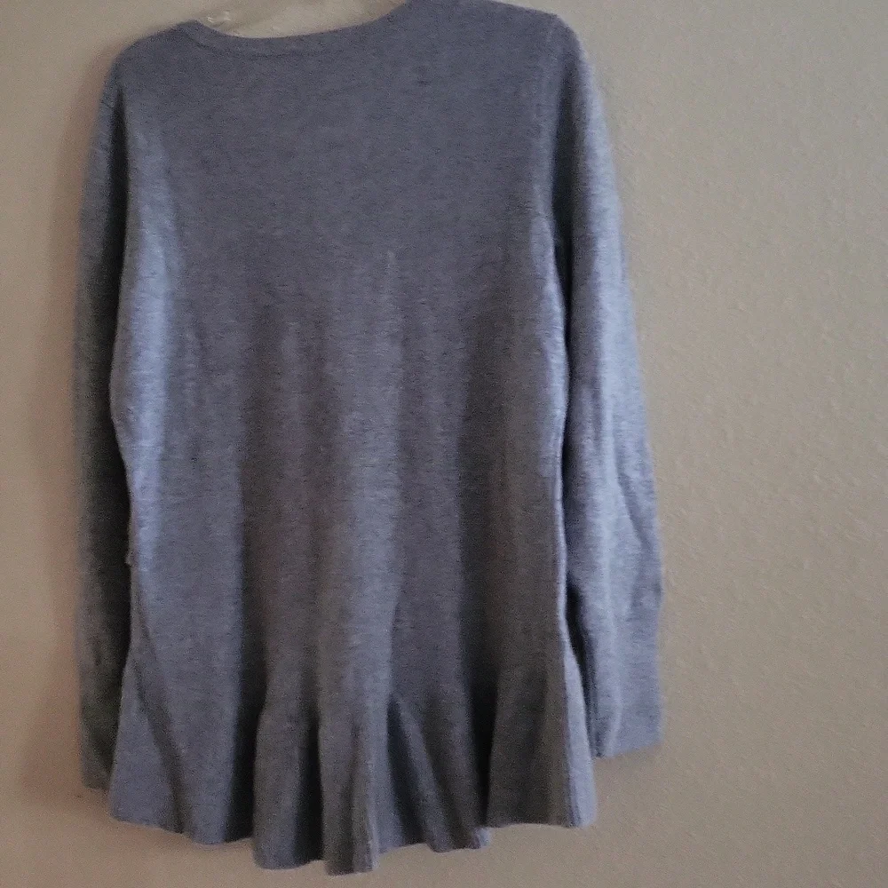 New Isaac Mizrahi Live 2-Ply 100% Cashmere Ruffle Peplum Sweater  - Picture 4 of 8